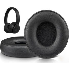 SOULWIT Replacement Ear Pads Cushions for Beats Solo Pro Wireless Noise Cancelling On-Ear Headphones, Earpads with Softer Protein Leather - Black
