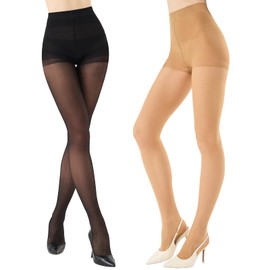 Aaronano Tights for Women，High Waist Rip-Resist Tummy Control Stockings 10 Deneier Sheer Tights
