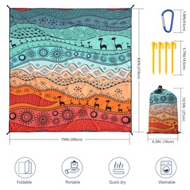 AISPARKY Beach Blanket Waterproof Sandproof Oversized 79" X 83" Lightweight Quick Drying Outdoor Vacation Essentials Picnic Mat for Camping,Travel,Hiking