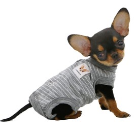 LOPHIPETS Girl Dog Shirts Pajamas for Small Teacup Dog Chihuahua Yorkie Puppy Cat Clothes-Gray Strips/XS