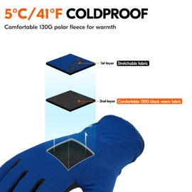 Vgo... 1Pair 5℃/41°F Winter Work Gloves, Cold Weather Safety Work Gloves,Cold Storage or Freezer Glove AL8736FL(Blue,L)