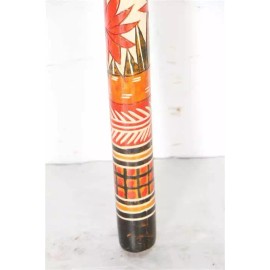 handmade Hand Carved Wooden Cane Walking Stick Mexican Aztec Hand Painted Made in Mexico - without rubber