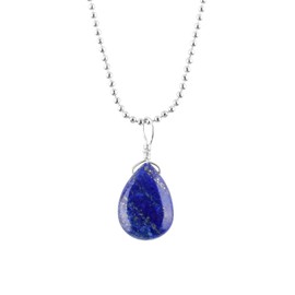 Natural Lapis Lazuli Gemstone Pendant Necklace, Lapis Lazuli Cabochon Stones, Healing Crystals, Silver Plated Chain, Gift for Women, Birthday, Dainty Necklace, Gemstones Jewelry, 18 inch