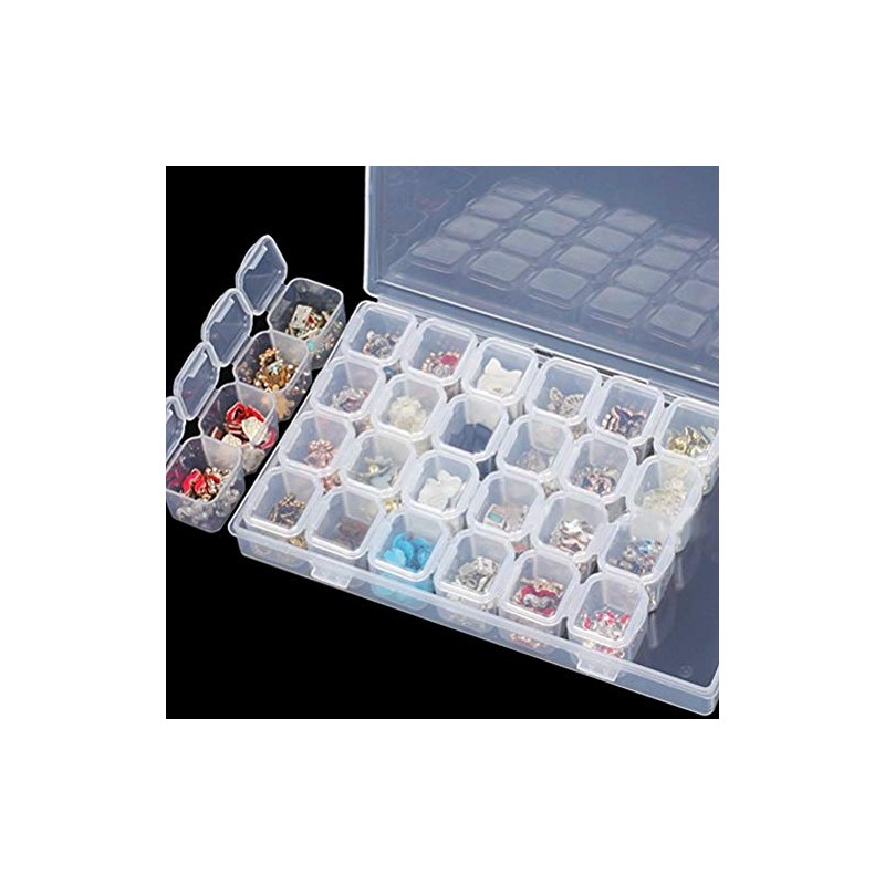 Qoosea 28 Grids Diamond Embroidery Box, Diamond Storage Box Beads