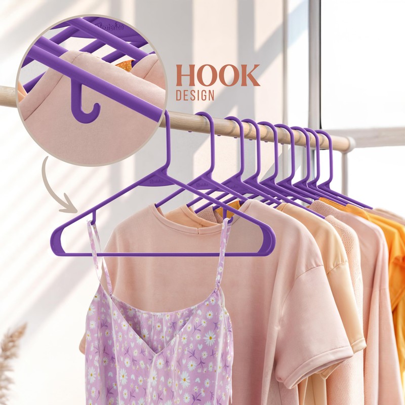 Clothes Hangers Plastic 20 Pack - Purple Plastic Hangers -