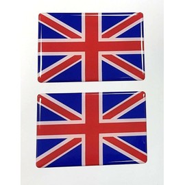 Gelz 2 x UNION JACK Domed Sticker/Decal - 64mm RED, WHITE & BLUE