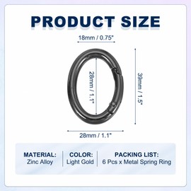 MECCANIXITY Oval Egg Shaped Spring Snap Keychain Clip, 39mm Metal Trigger Keychain Hook Clip Key Hook Buckle for Purses Wallet Belts Hardware Bags, Black Pack of 10