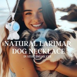 Larimar Dog Necklace for Women - Dog Jewelry for Women - Larimar Necklace for Women - Dog Gifts for Women - Larimar Jewelry for Women - Blue Larimar Natural Gemstone Necklaces - Puppy Necklace