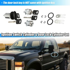 X AUTOHAUX Door Lock Cylinder Ignition Switch Cylinder Set w/Keys 1L3Z-11582-A 7C3Z-1521990-A for Ford F150 F250 F350 E150 E250 E350 Super Duty Explorer for Lincoln No Transponder Chip Key