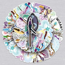 50 Pcs Magic Wand Stickers for Kids Teens Adults Boys Girls Gift,Magic Wand Stickers Pack for Laptop,Skateboard,Luggage,Car,Bike, Cup,Computer,Water Bottle Decor,Vinyl Waterproof Sticker Decals