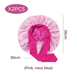 2 Pieces Satin Nightcaps, Double-Sided Nightcaps, Elastic Nightcaps, Ladies Nightcaps, Ele and Simple Nightcaps Pink