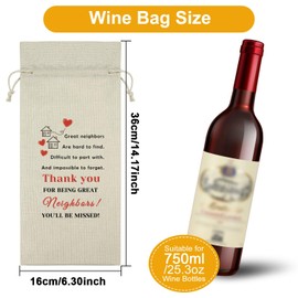 Neighbors Gifts Wine Bag Farewell Gifts for Neighbors Moving Away Thank You Gifts for Neighbors Wine Bottle Decoration Bag Good Bye Gifts to Great Neighbors Appreciation Gifts for Neighbors（Beige）