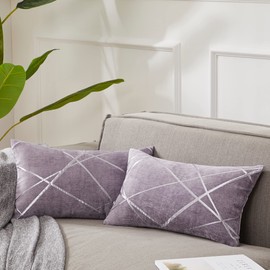 GIGIZAZA Decorative Throw Pillow Covers 20 x 20,Voilet Purple Sofa Thick Cushion Pillow Covers,Square Luxury Pillows 2 Set