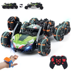 ToyFuntasy 8 Wheels Remote Control Car - Birthday Gifts for 6 7 8 9 10 11 12 Years Old Boys, Gesture Sensing RC Stunt Car with Lights & Spray & 360 Degree Flips, 2.4Ghz Climbing Toys for Kids Age 6-12