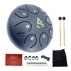 YoungMonic Steel Tongue Drum 6 Inches 8 Notes C Major Steel Drums Rain Chimes for Outside Percussion Instrument with Drum Mallets and Carry Bag