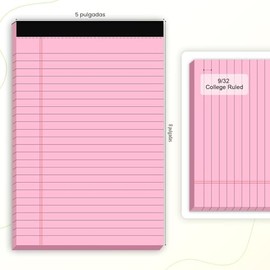 5 blocs de notas pequeños de 5 x 8 pulgadas, bloc de notas de color, 5 blocs de notas de color, 5 x 8 pulgadas, blocs de papel perforados con rayas es