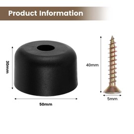 FdcLixuvol Pack of 4 Furniture Legs, Round, Furniture Feet, Black, Diameter 50 x H 30 mm, Feet for Furniture, Cabinet Feet, Furniture Gliders, Plastic Sofa Feet with 4 Screws for Furniture, Cabinet