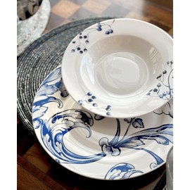 Bone China Dinnerware Set of 20 for 4 pers., Plates and Bowls Sets, Dish Set, Plate Set, Dinner Plates Set, Dishes Set of 20, Stoneware Dinnerware Set (Azur de Limoges)