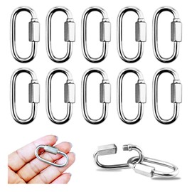 YETOOME 10 Pack 304 Stainless Steel M3.5 Chain Link, 1/8 Inch D Shape Locking Quick Chain Repair Links Pets Keychain for Outdoor Traveling Equipment