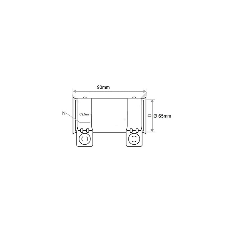 Universal Pipe Connector with Double Clamp for Exhaust System 90