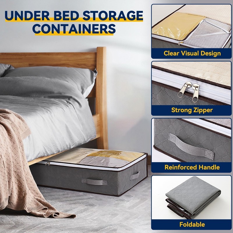 AIOR 6 Pack 90L Under Bed Storage Bags, Large Capacity