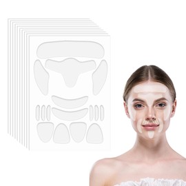 10 Stücke Anti Falten Pflaster, Zornesfalte Pflaster und Wrinkle Patches, Gesichtsfalten Pflaster zum Glätten Silikonpflaster für Stirnfalten Glätten, Gesichtsfalten Entferner Streifen (Transparent)