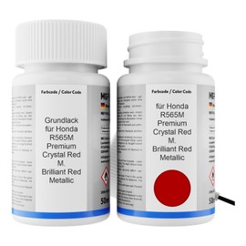 MG PRIME Autolack Lackstift Set für Honda R565M Premium Crystal Red M. / Brilliant Red Metallic Grundlack Basislack Klarlack je 50ml