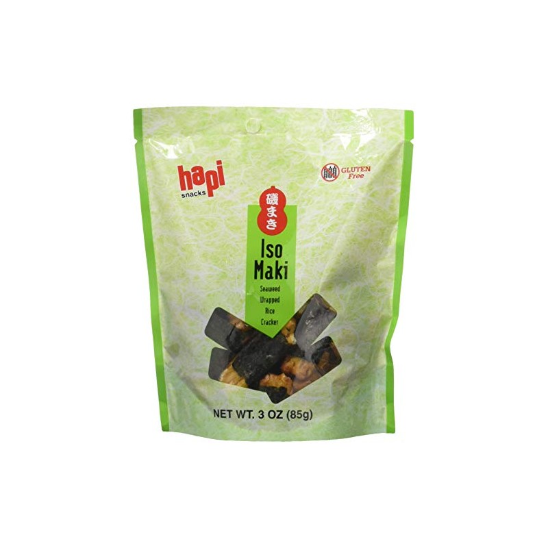 HAPI Gluten-Free Iso Maki Seaweed-Wrapped Rice Crackers, 3 Ounce (Pack