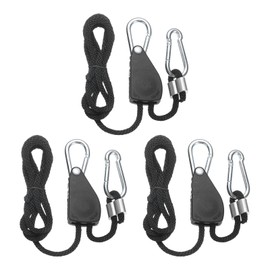 uxcell 3 Pairs 1/4" Adjustable Rope Hanger, 4.92ft(1.5 Meter) Heavy Duty Ratchet Tie Down Strap with Rope Clip Hanger for Hanging Plants, Grow Light and Various Tie-Down Uses, Black