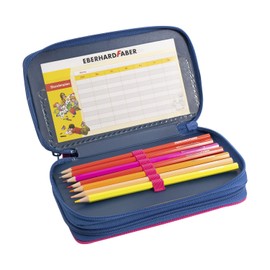 Eberhard Faber 577470 - Federmäppchen Triple Decker, mit 36 Schreibutensilien, Stiftetui Schmetterling mit 3 Reißverschlüssen