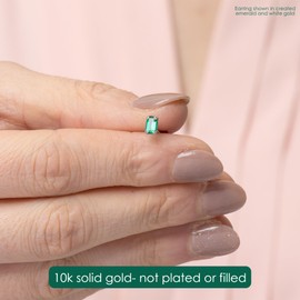 One SINGLE Earring in Solid 10k White Gold Emerald Cut Onyx Small Single Stud Earring for Cartilage Tragus Helix Ear Piercing with 5x3mm December Birthstone with Flat Screw Back