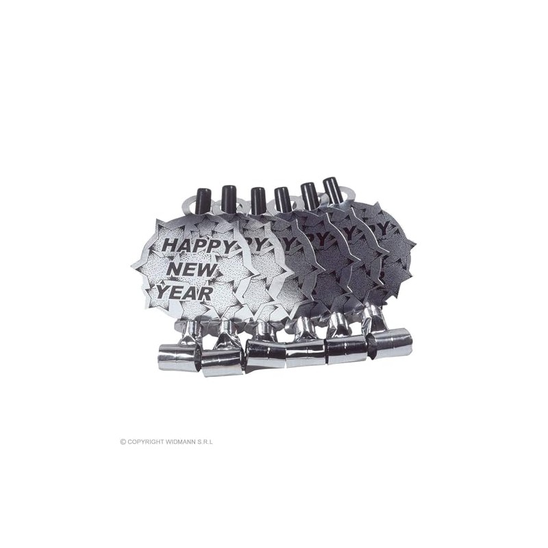 6 silberne Luftrüssel im Pack" HAPPY NEW YEAR"