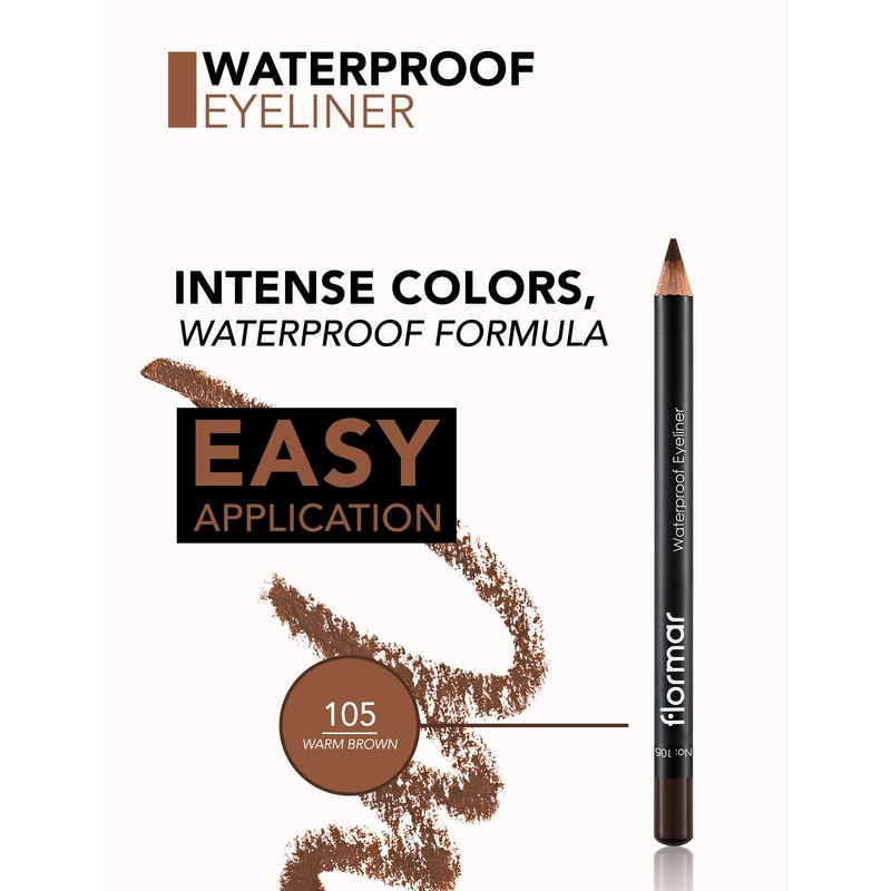 Flormar Waterproof Eyeliner 105 Warm Brown – Wischfester & Smudge-Proof
