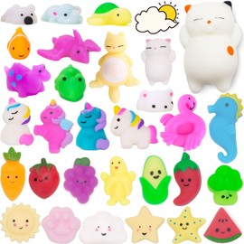 Mochi Squishy Toys,30 Pcs Mochi Squishys Toy,Valentines Gift Birthday Party Favors for Kids Boys Girls Adults Mini Kawaii Loot Bag Fillers,Birthday Gifts for Boys & Girls