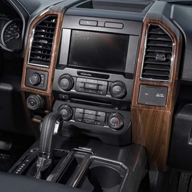 Car Central Console Panel Bezel Air Outlet Vent Decoration Cover Trim for Ford F150 2015 2016 2017 (Wood Grain)