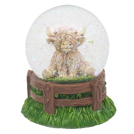 Lesser & Pavey Happy Highland Cow Flower Waterglobe Home Decor Figurine