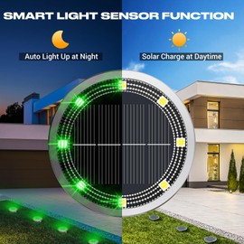 Peasur Mini Solar Ground Lights Outdoor, 2 Pack Flat Solar Powered Disc Lights, IP68 Waterproof, Anti-Rust, Landscape Lighting for Pathway Garden Yard Lawn Walkway Landscape Driveway, Green