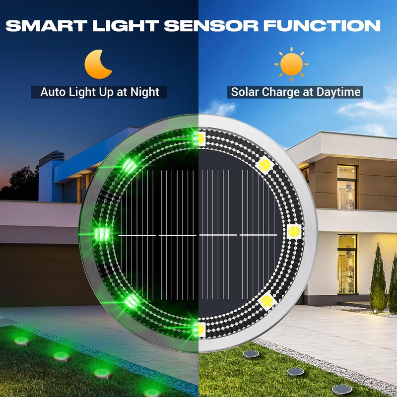 Peasur Mini Solar Ground Lights Outdoor, 2 Pack Flat Solar