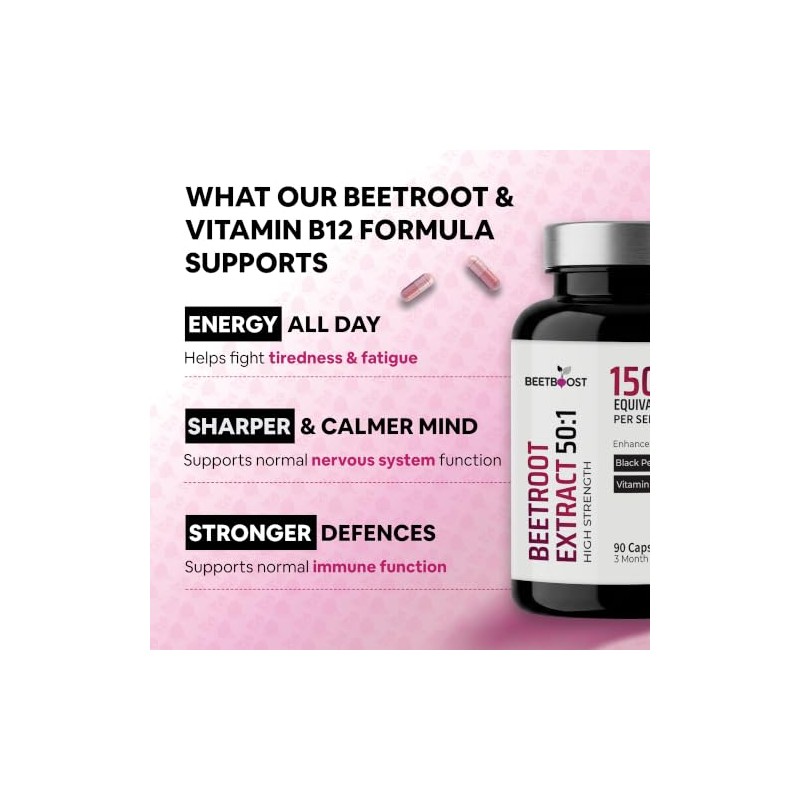 15000mg Beetroot Capsules with Vitamin B12 1000mcg & Black Pepper