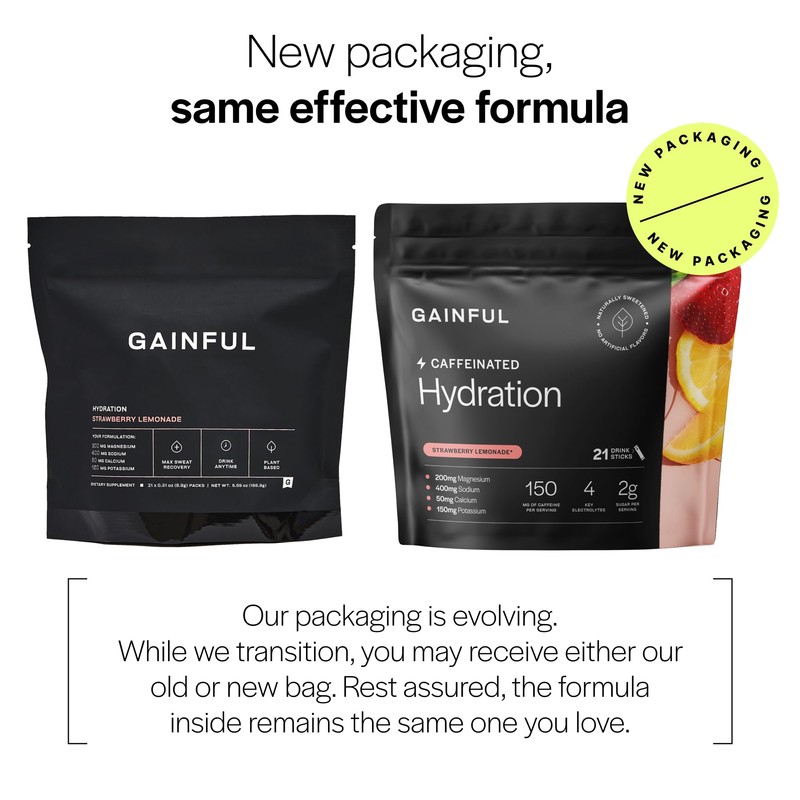 Gainful Hydration + Caffeine Powder Packets with Key Electrolytes Magnesium