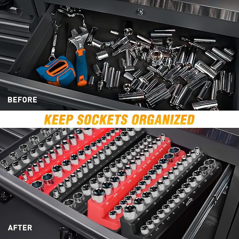 GOOACC Magnetic Socket Organizer Set, 6 Pieces Magnetic Socket Holder