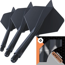 Unicorn Forge Integrated Dart Flights & Shafts | 1 Piece Construction for Perfect 90˚ Angle | Lightweight Tough Polymer | Standard Plus Shape & 2B Thread | Medium Length Stem 26 mm | Black | Set of 3