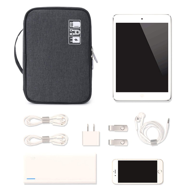 MIRLEWAIY Travel Cords Organizer Case Double-Layer Electronic Accessories Carrying Bag