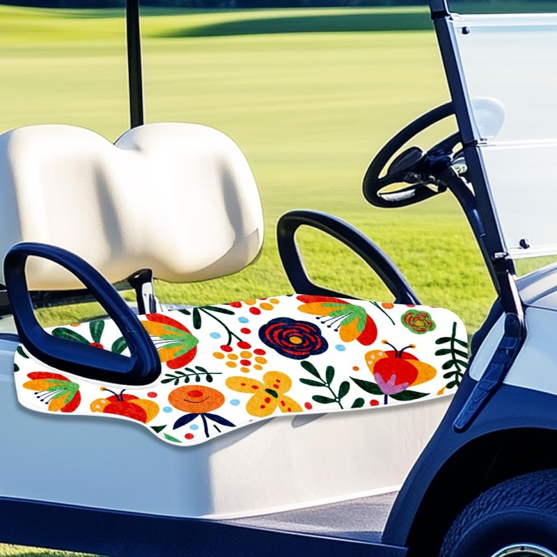 WEBEEDY Golf Cart Seat Covers,Bohemian Floral Design Golf Cart Seat
