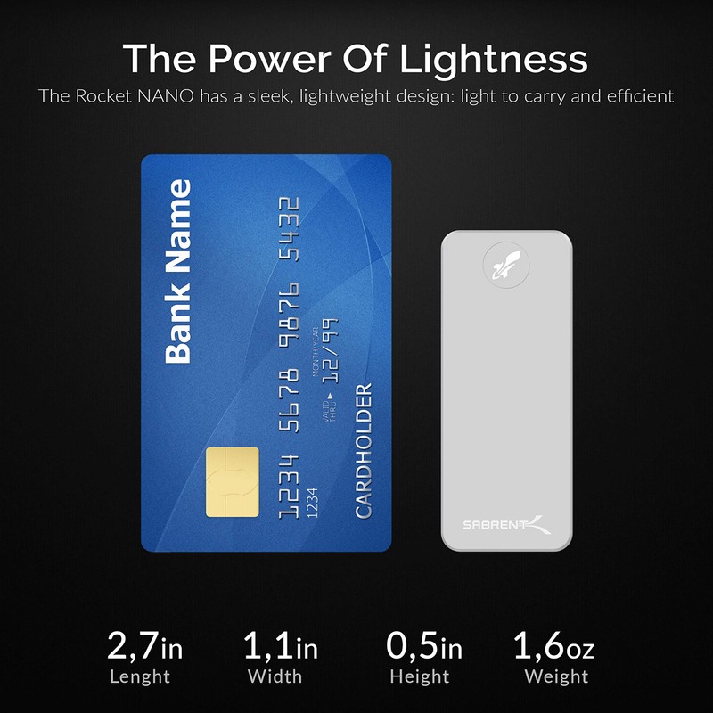 SABRENT Rocket Nano 512GB USB 3.2 10Gb/s SSD de Aluminio