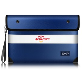 5200℉ Insulated Fireproof Money Bag for Cash,Water Fire Proof Document Pouch with Water-Proof Zipper,Heat Resistant File Envelope for Insurance Policies, Bank Statements, and Jewelry (11"x7.7",Blue)