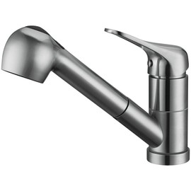 Derengge EW-083L-BC 1 Hole Contemporary Stainless Steel Single Handle Pull Out Kitchen Faucet,cUPC NSF Brush Nickel
