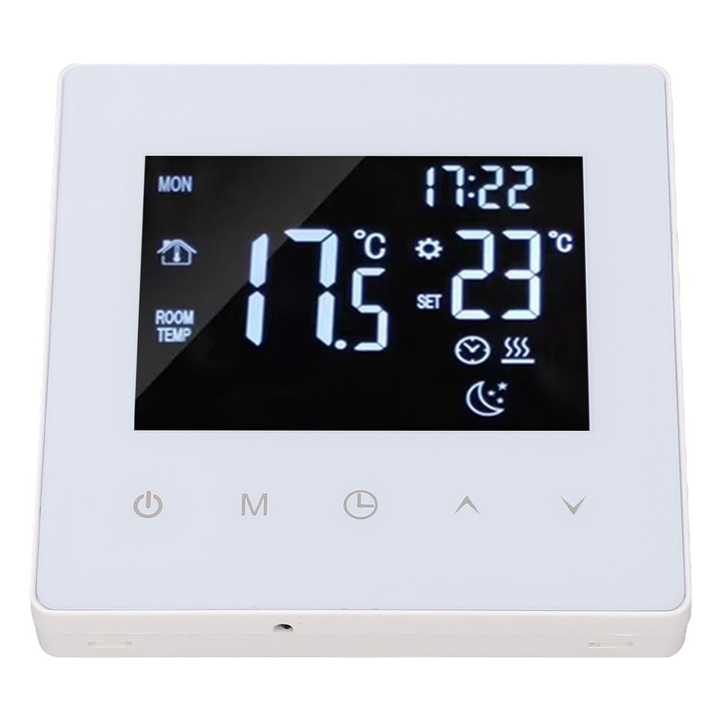 White Intelligent Thermostat Touch Screen 16A LCD Display Smart Temperature