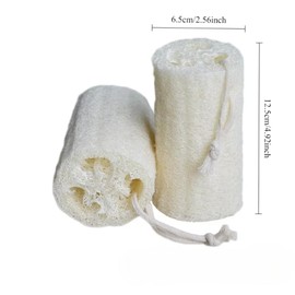 4-Pack Natural Loofah Bath Sponge with Rope, Multi-use Dired Loofahs for Bath and Household cleaning (2 White and 2 Beige)