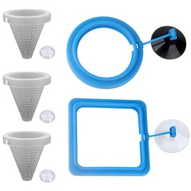 NGe 5Pcs Round Square Cone Fish Feeder Set, Floating Food Feeding Ring, Live Red Worm Feeder Funnel Plate, with Suction Cups